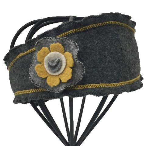 HB021 Gray Headband with Yellow Trim
