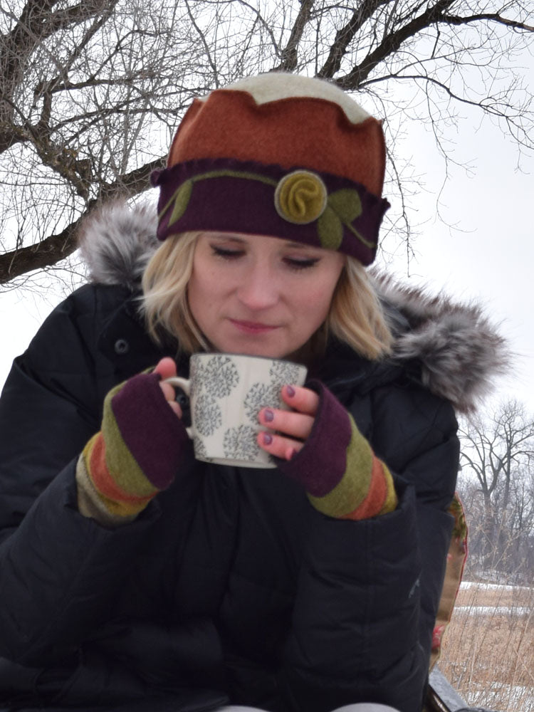 Earth Stripe Fingerless Gloves