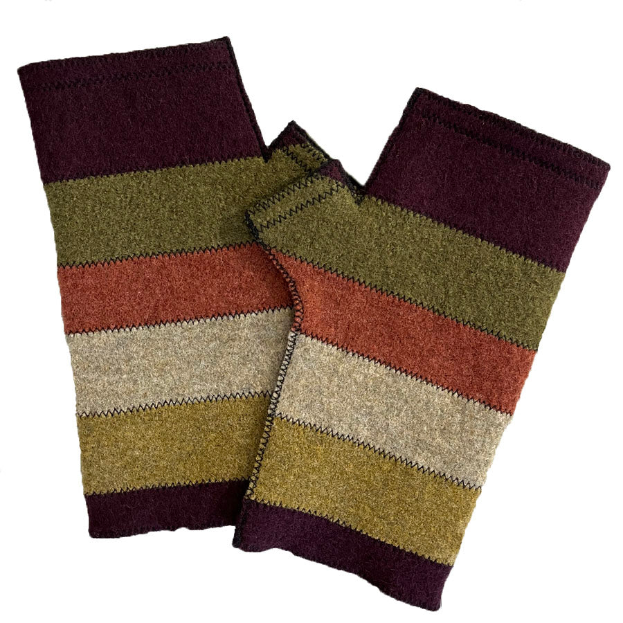Earth Stripe Fingerless Gloves