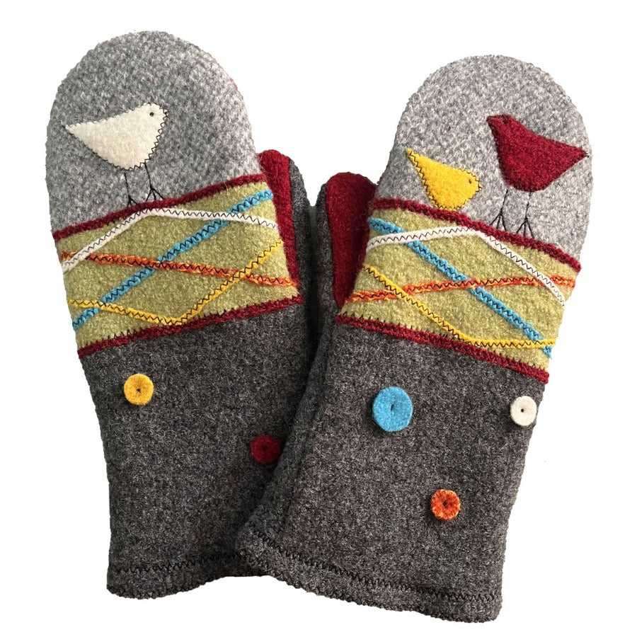 WM055 Tweed Plaid Bird Mitten