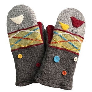 WM055 Tweed Plaid Bird Mitten