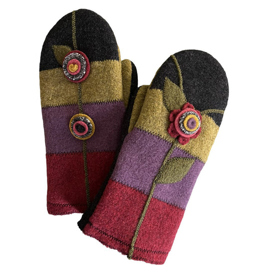 Black Flower Mitten