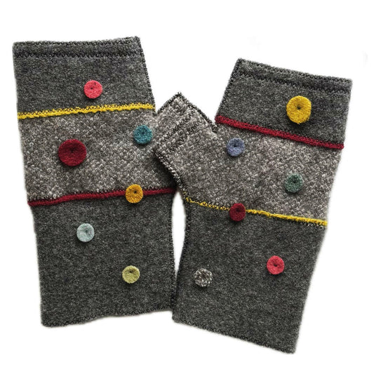 Gray Dot Fingerless Gloves