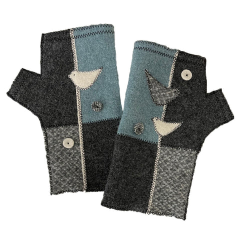 FG075 Blue Bird Fingerless Gloves