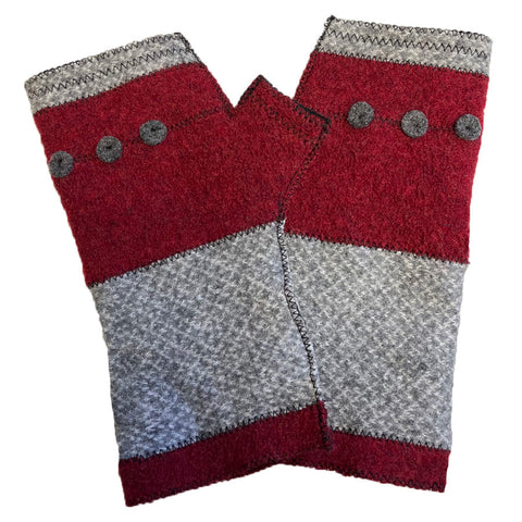 FG069 Gray Dot Fingerless Gloves