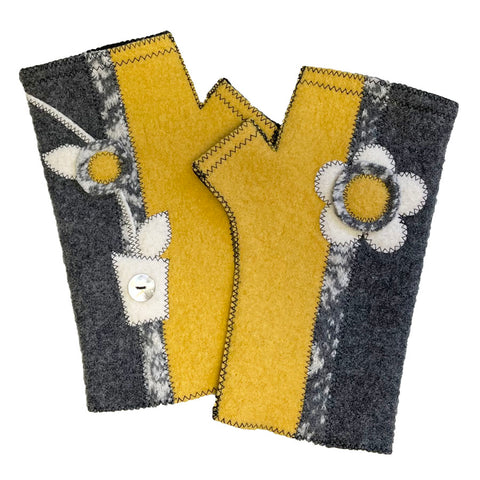 FG027 Yellow Flower Fingerless Gloves